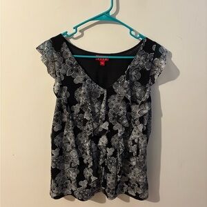 ELLE Black and White Floral Blouse